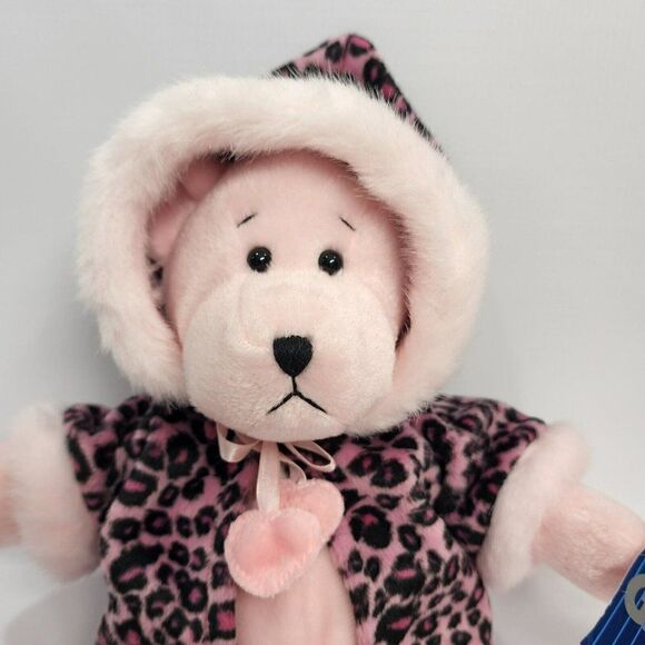 Ganz 2000 Rachel Bear 12" Velvet Leopard Coat VG Plush - Picture 2 of 9